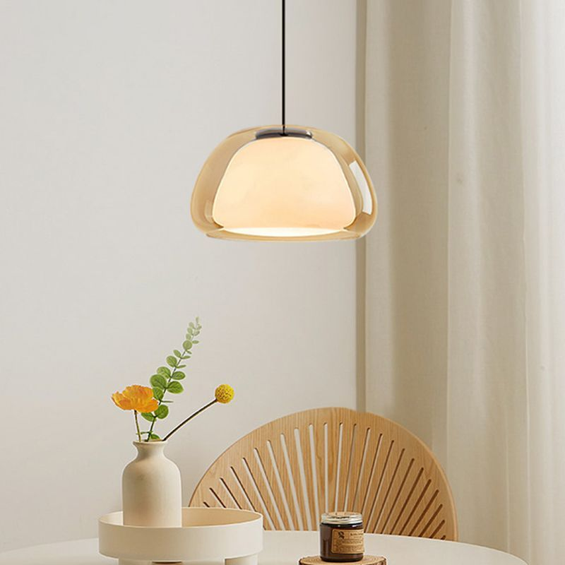 Jellura: Pendant Light made of White Glass with Diffuser in Modern Jelly Shape – for Stylish Room Lighting
