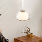 Jellura: Pendant Light made of White Glass with Diffuser in Modern Jelly Shape – for Stylish Room Lighting