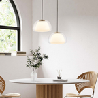 Jellura: Pendant Light made of White Glass with Diffuser in Modern Jelly Shape – for Stylish Room Lighting