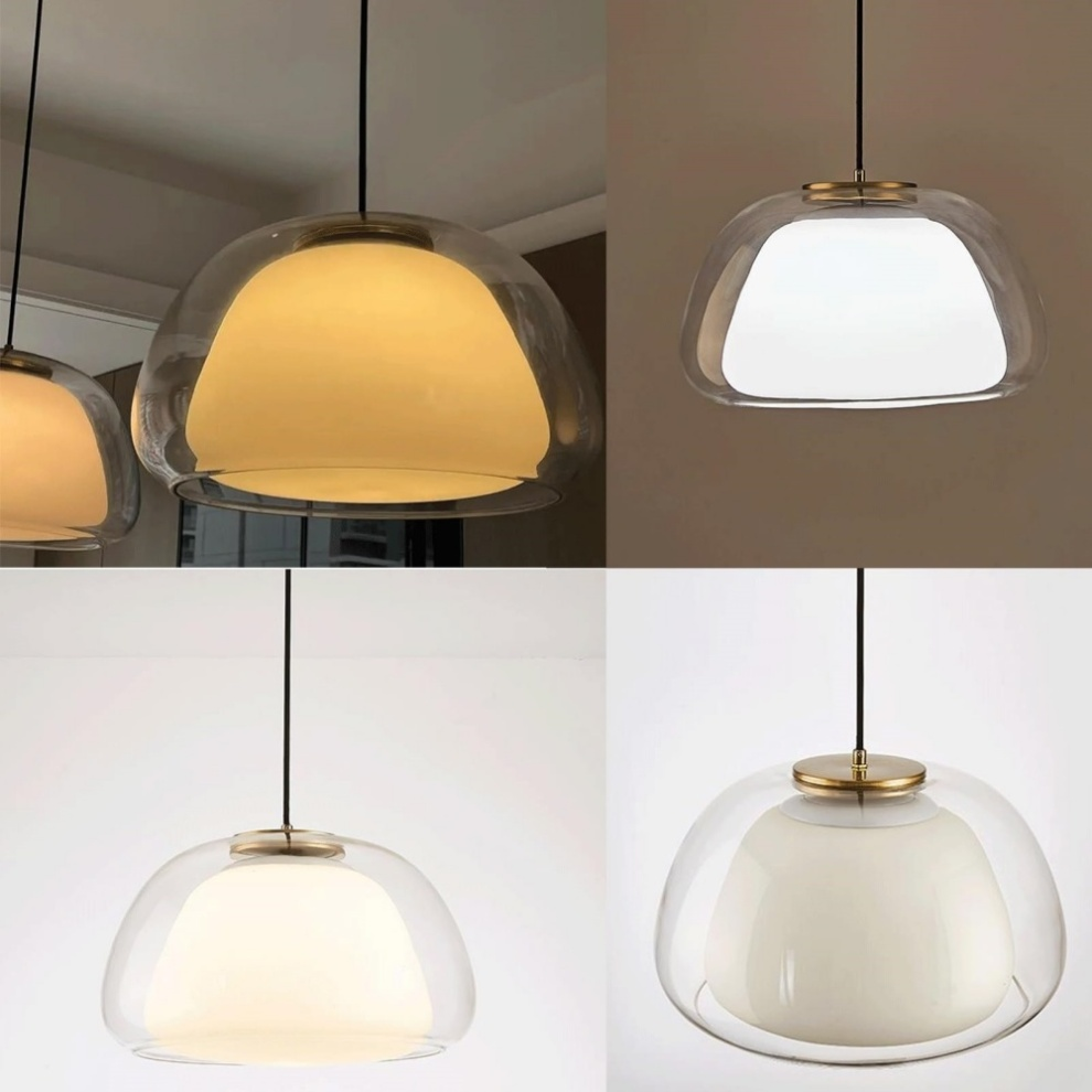 Jellura: Pendant Light made of White Glass with Diffuser in Modern Jelly Shape – for Stylish Room Lighting