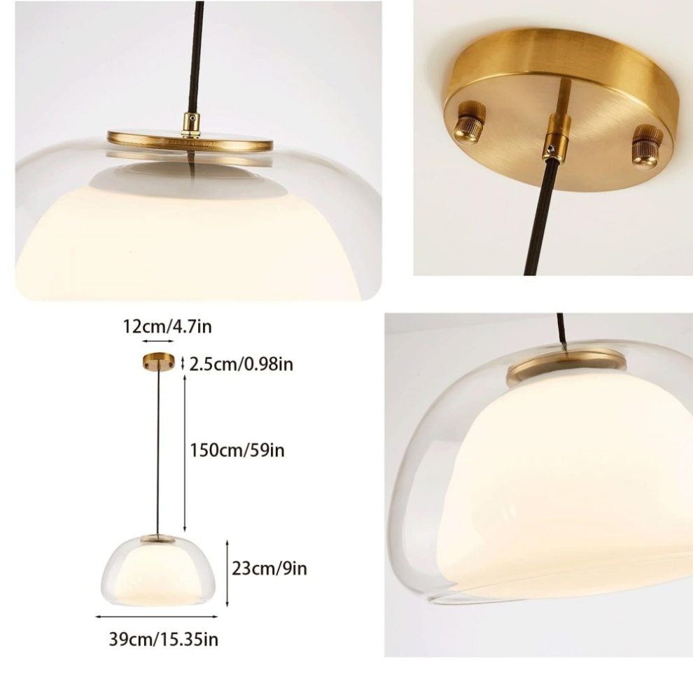 Jellura: Pendant Light made of White Glass with Diffuser in Modern Jelly Shape – for Stylish Room Lighting