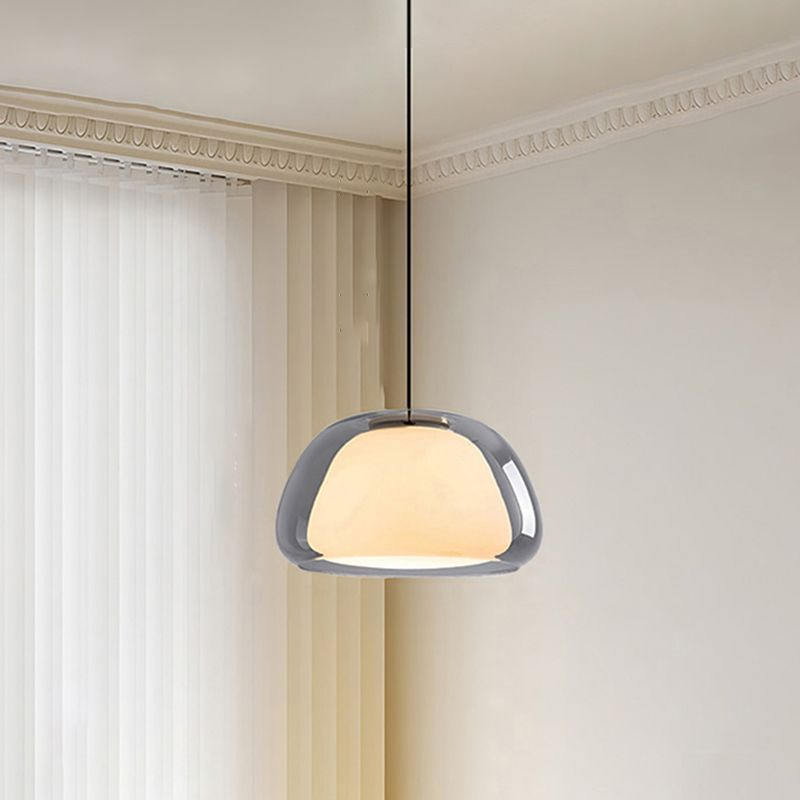 Jellura: Pendant Light made of White Glass with Diffuser in Modern Jelly Shape – for Stylish Room Lighting