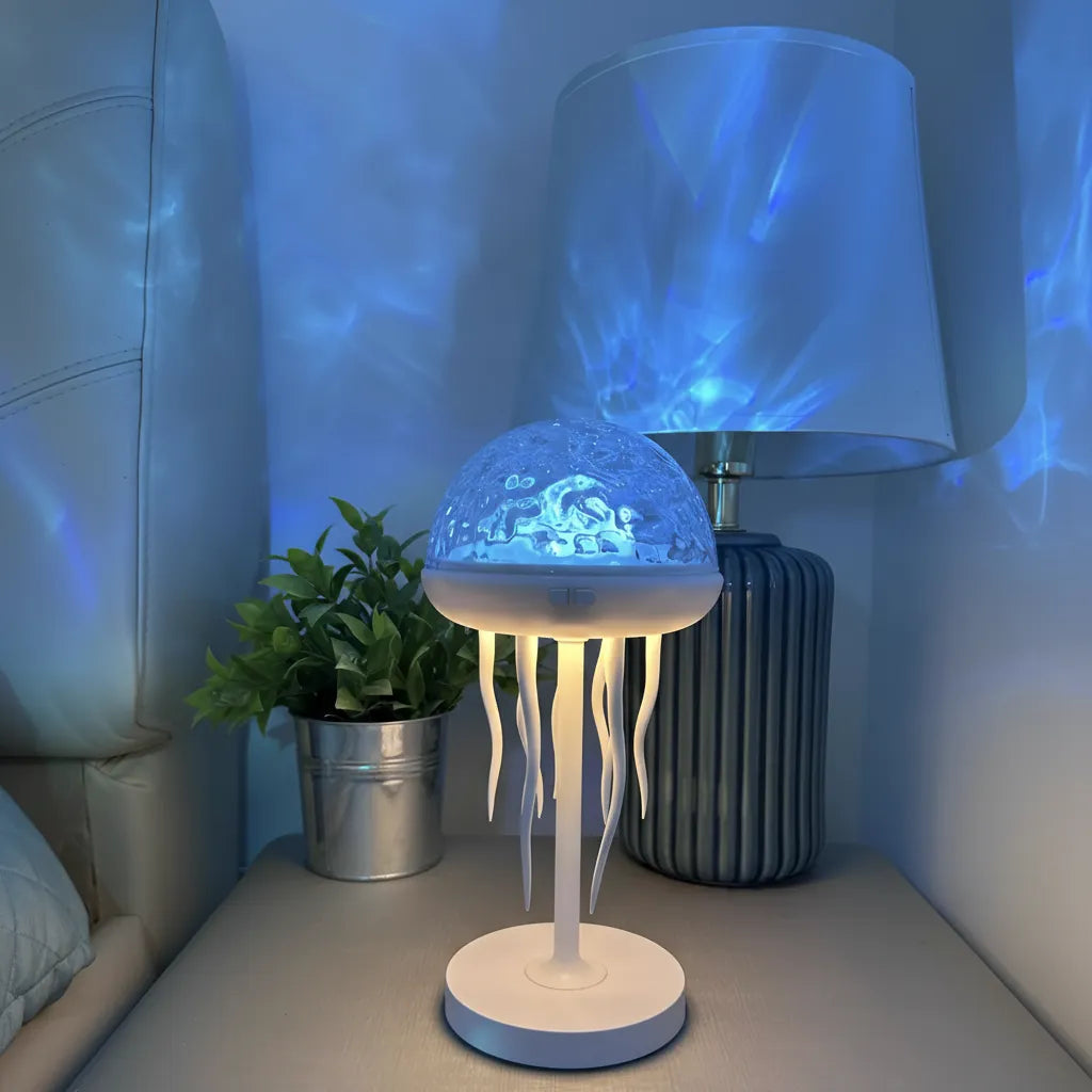 Jellyfish Projector Lamp, USB Rechargeable, 1000mAh Battery, 7 Color LED