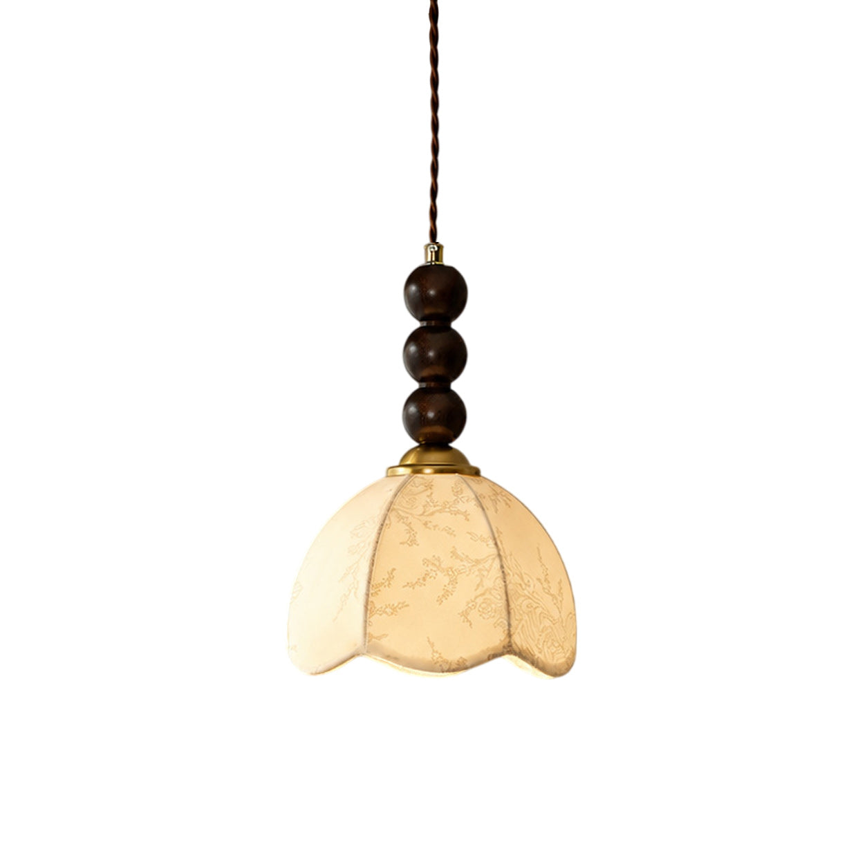 Stacked Wood Bead Mini Pendant Lamp