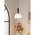 Stacked Wood Bead Mini Pendant Lamp