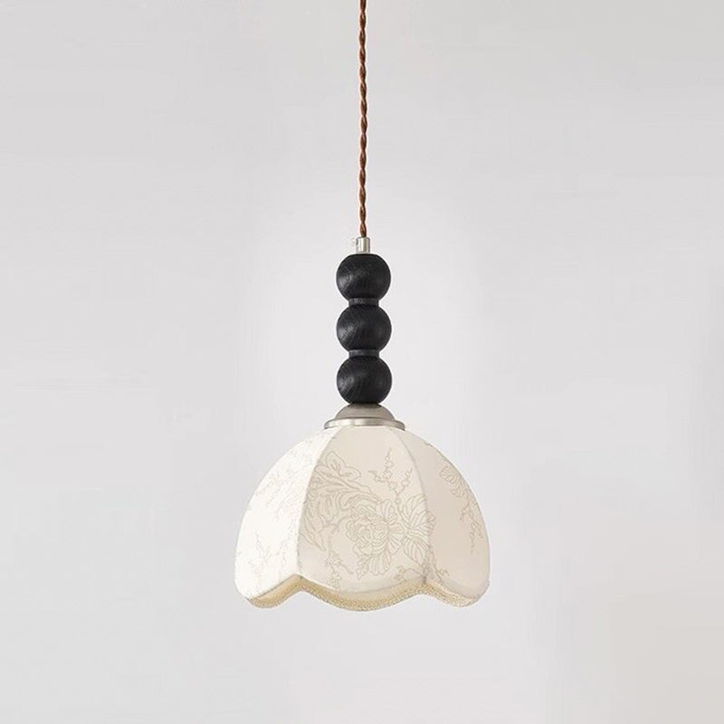 Stacked Wood Bead Mini Pendant Lamp