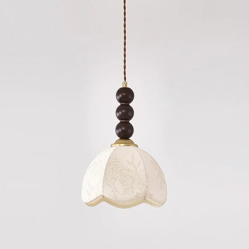 Stacked Wood Bead Mini Pendant Lamp