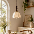 Stacked Wood Bead Mini Pendant Lamp