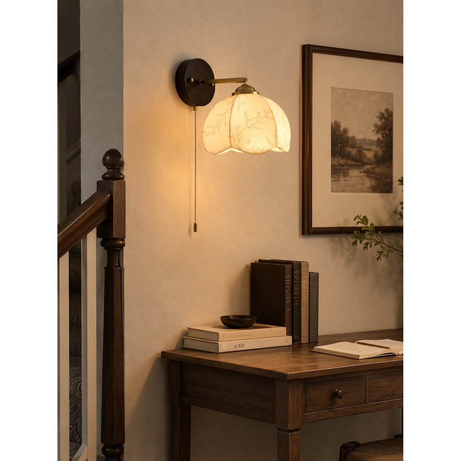 Farmhouse Wood-Backed Dome Wall Sconce