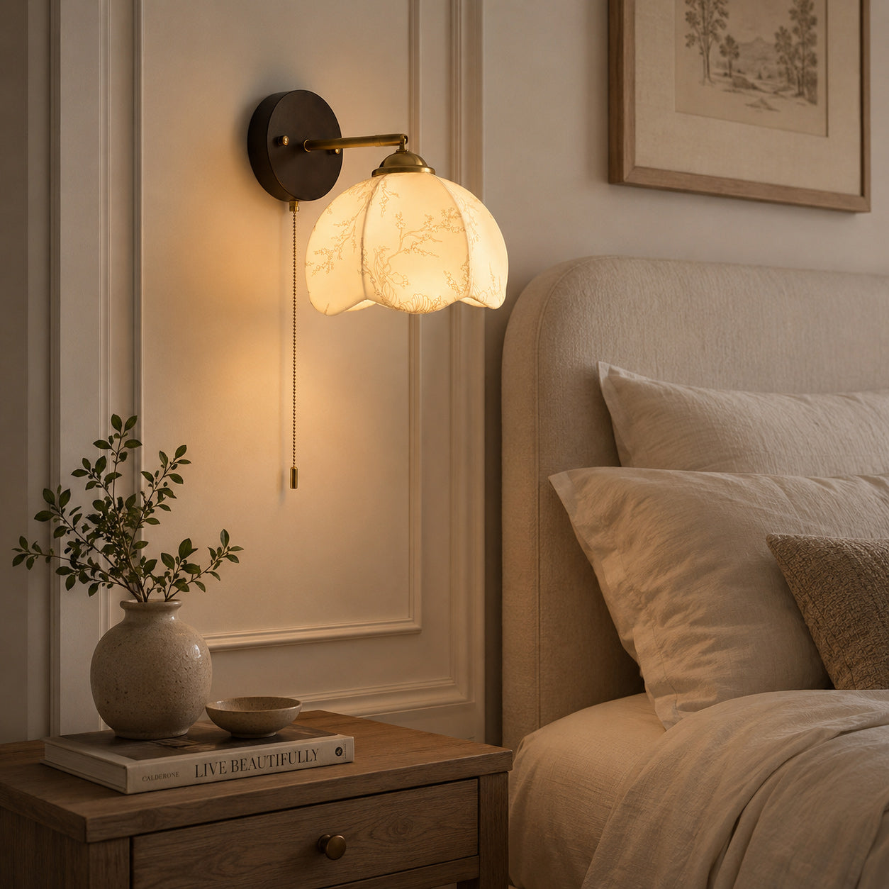 Farmhouse Wood-Backed Dome Wall Sconce