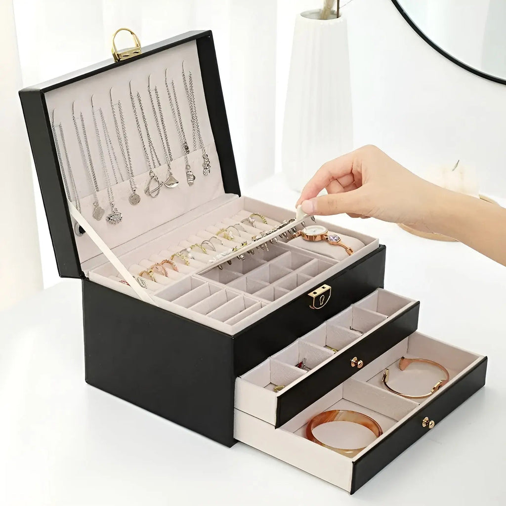 Jewelry Box, Multi Layer Design, Multiple Compartments, Drawer Storage
