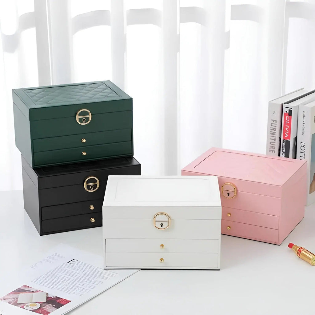 Jewelry Box, Multi Layer Design, Multiple Compartments, Drawer Storage