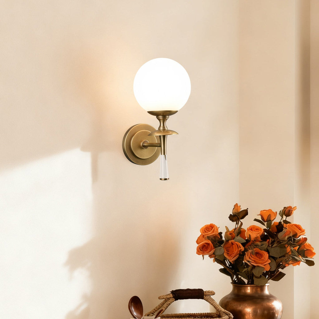 Milk Glass Torch Globe Wall Sconce