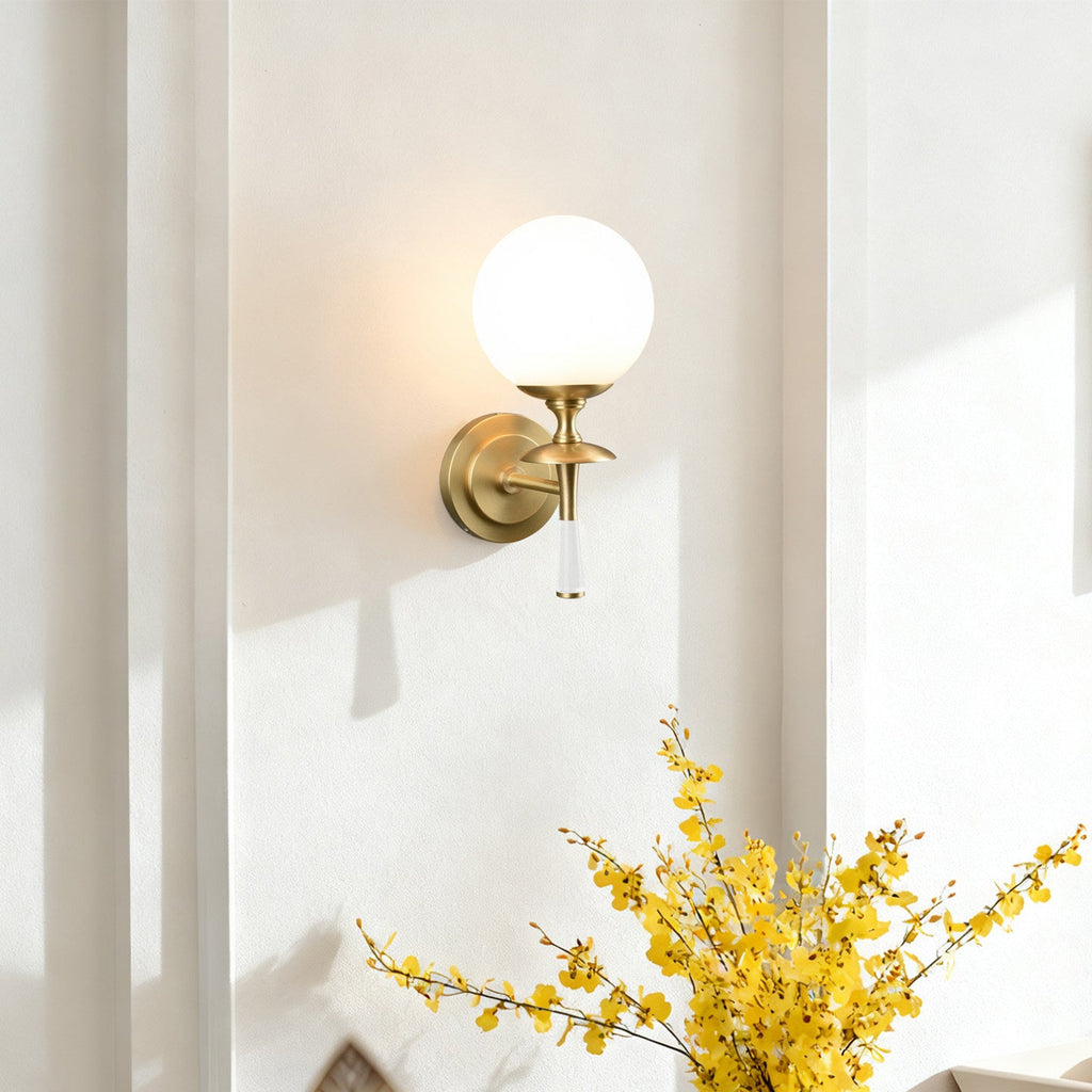 Milk Glass Torch Globe Wall Sconce