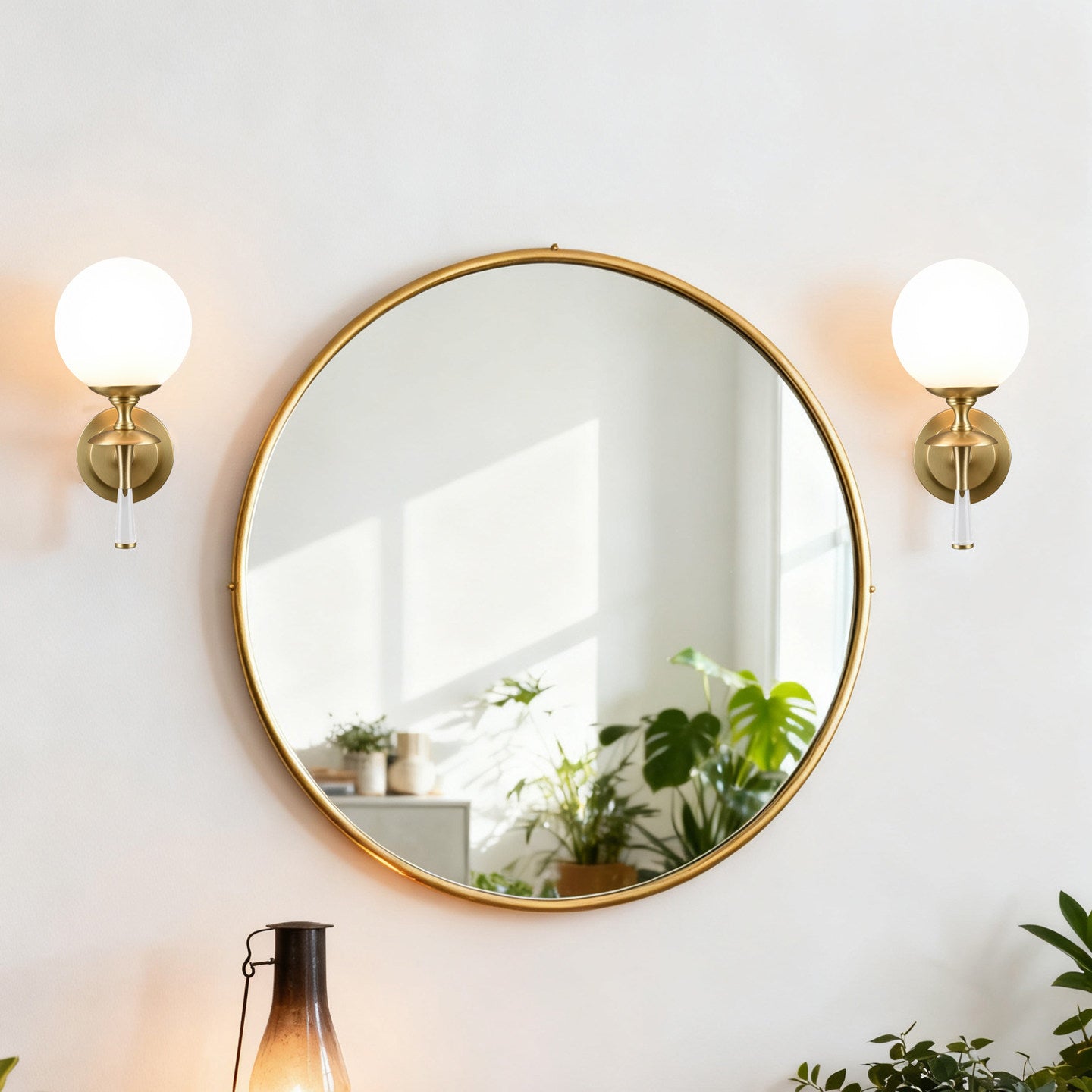 Milk Glass Torch Globe Wall Sconce