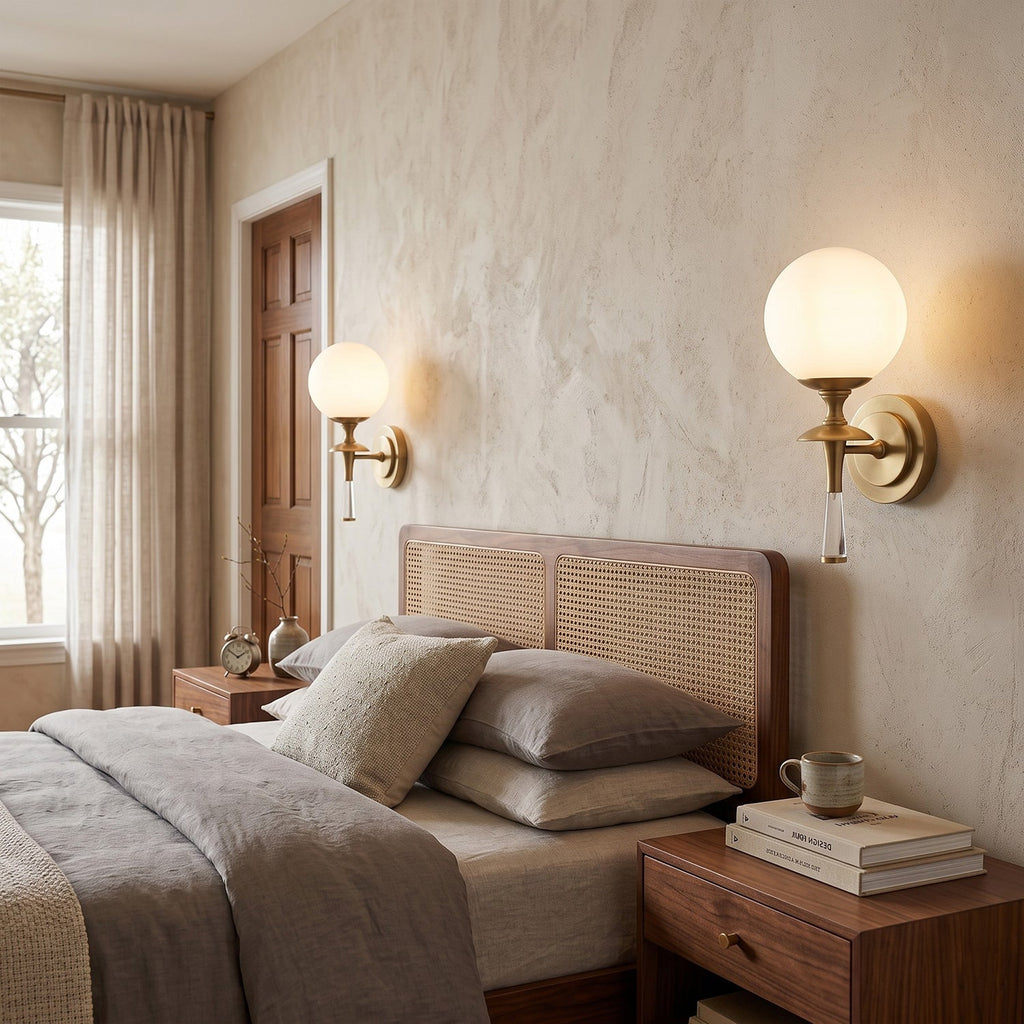 Milk Glass Torch Globe Wall Sconce