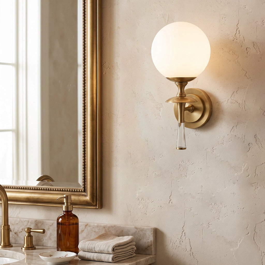 Milk Glass Torch Globe Wall Sconce
