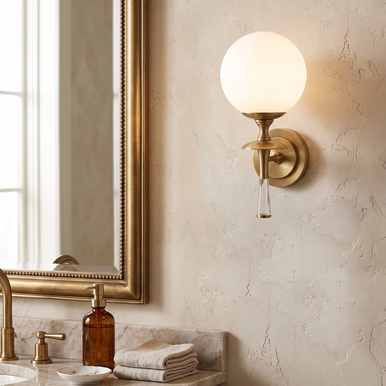 Milk Glass Torch Globe Wall Sconce