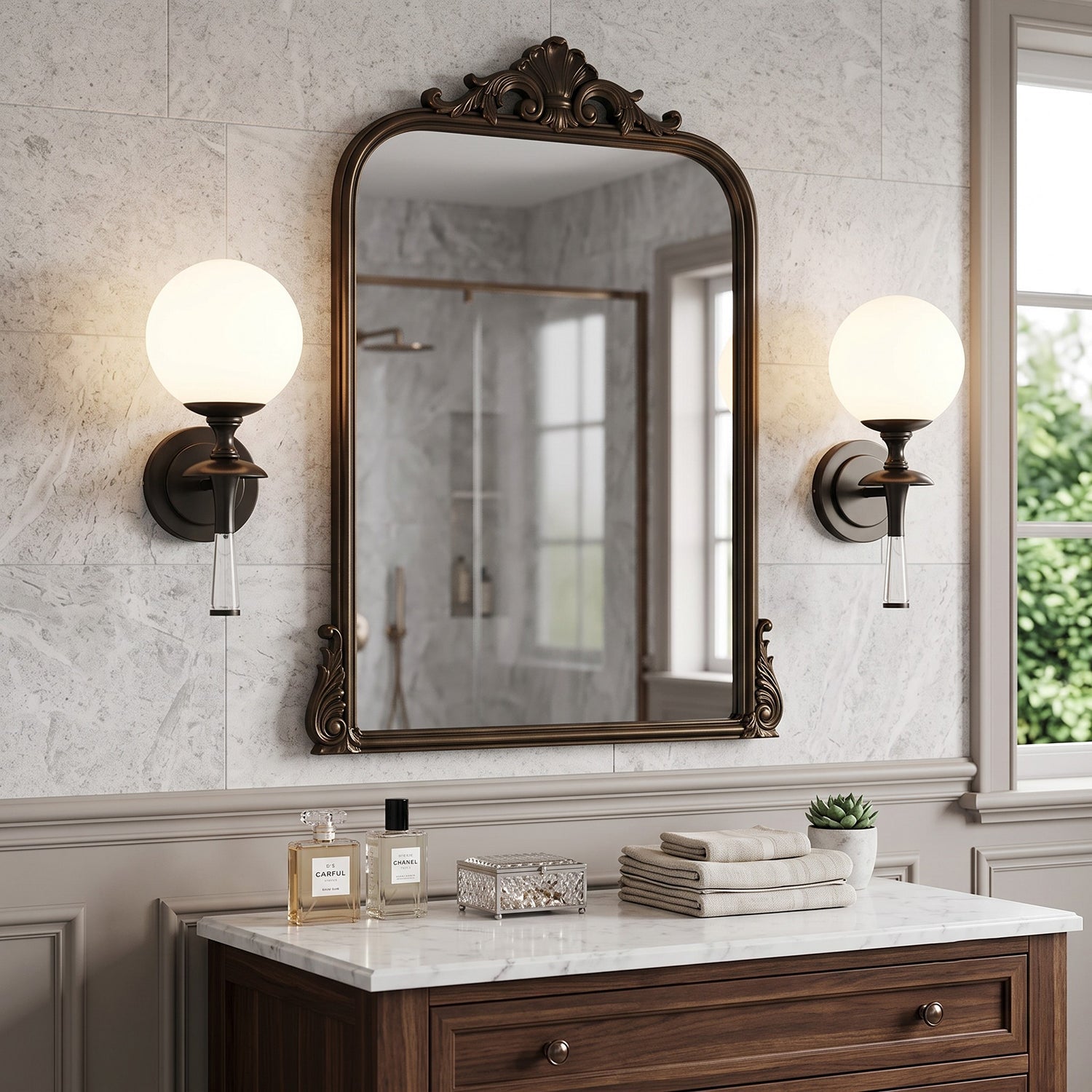 Milk Glass Torch Globe Wall Sconce