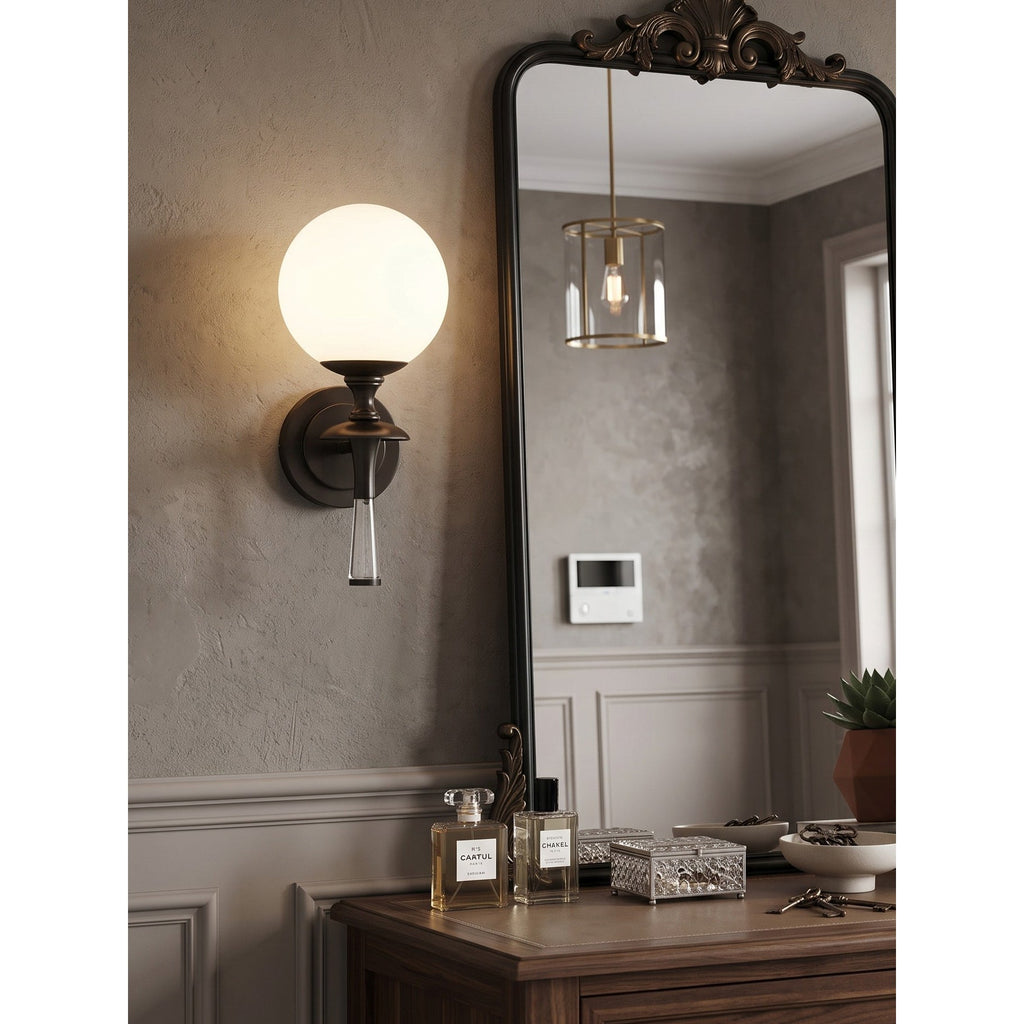 Milk Glass Torch Globe Wall Sconce