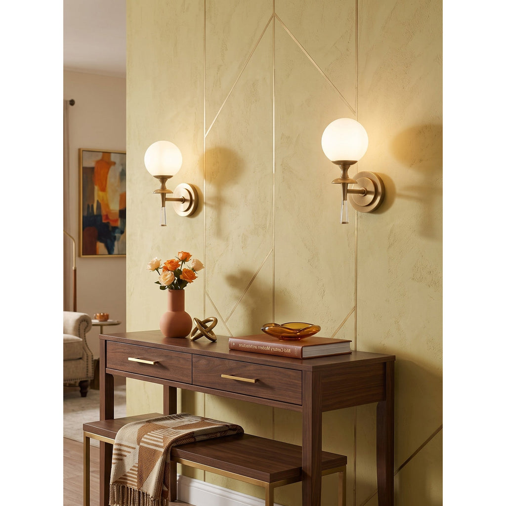 Milk Glass Torch Globe Wall Sconce