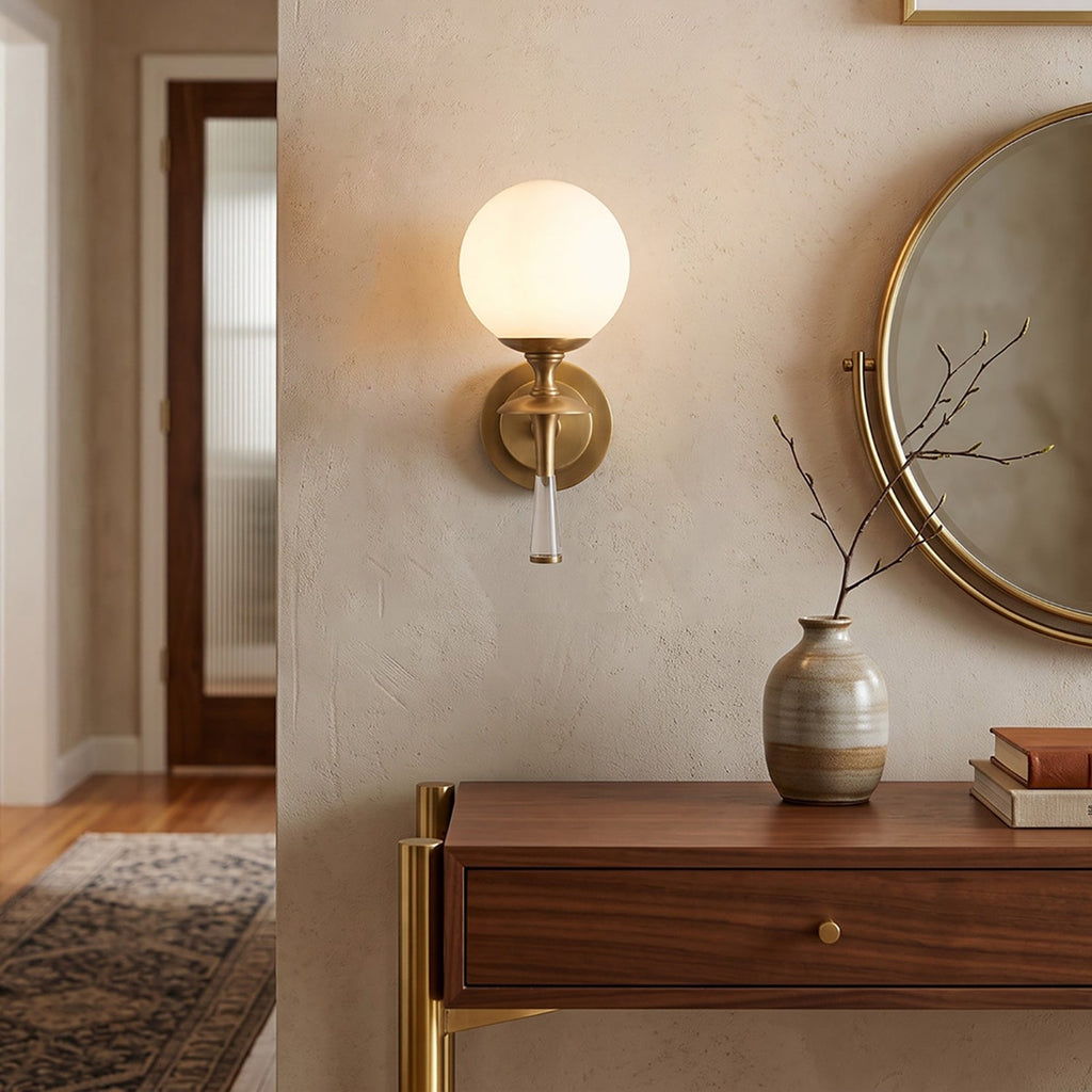 Milk Glass Torch Globe Wall Sconce