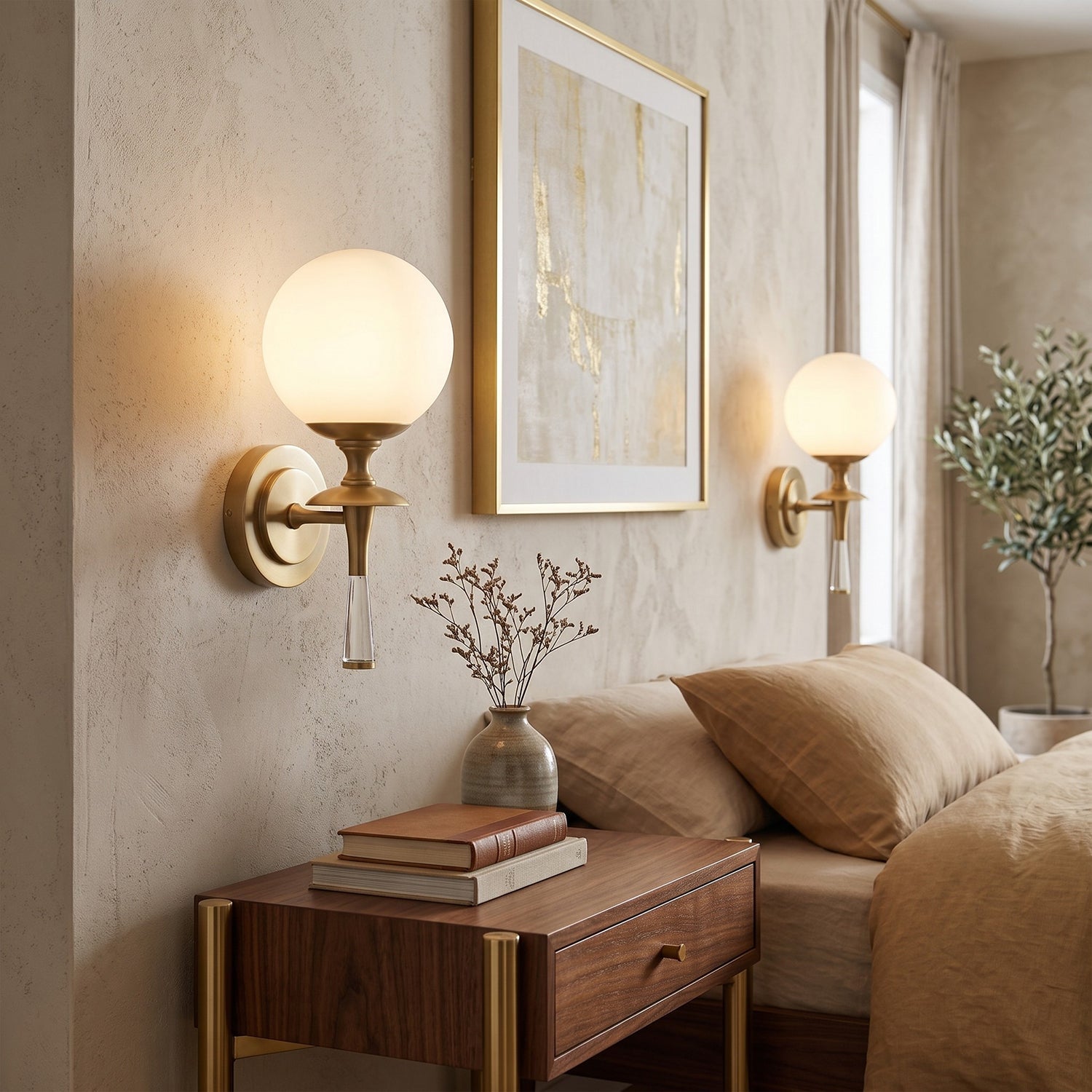 Milk Glass Torch Globe Wall Sconce