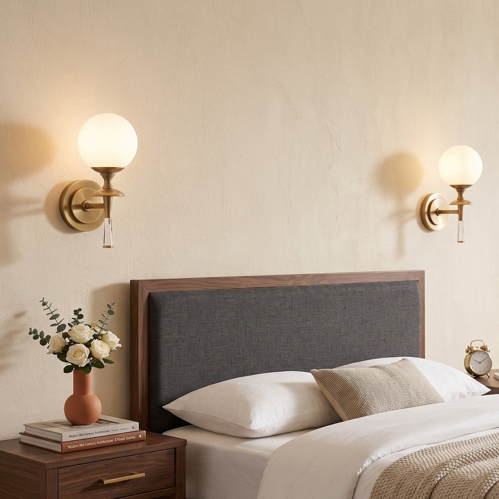 Milk Glass Torch Globe Wall Sconce