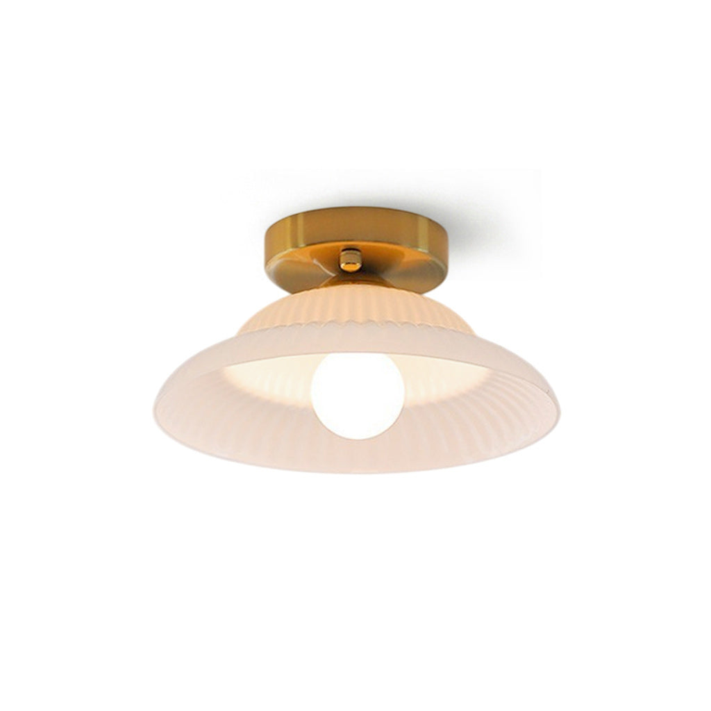 Ribbed Glass Semi-Flush Ceiling Light