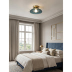 Ribbed Glass Semi-Flush Ceiling Light