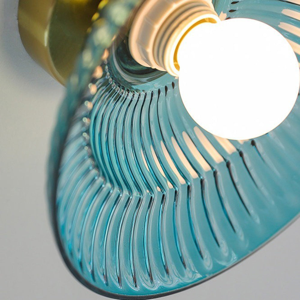 Ribbed Glass Semi-Flush Ceiling Light