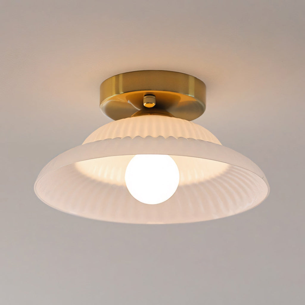 Ribbed Glass Semi-Flush Ceiling Light