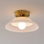 Ribbed Glass Semi-Flush Ceiling Light