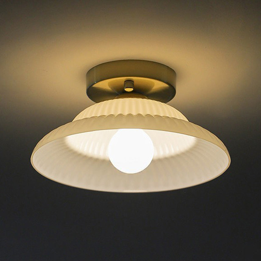 Ribbed Glass Semi-Flush Ceiling Light