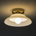 Ribbed Glass Semi-Flush Ceiling Light