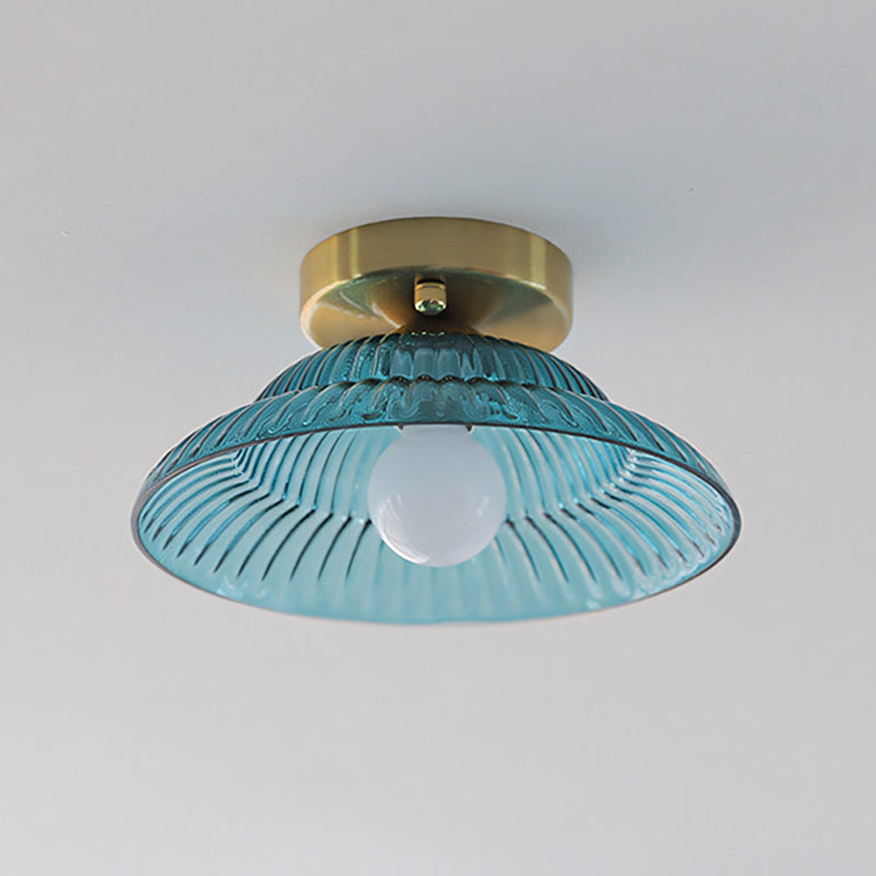 Ribbed Glass Semi-Flush Ceiling Light
