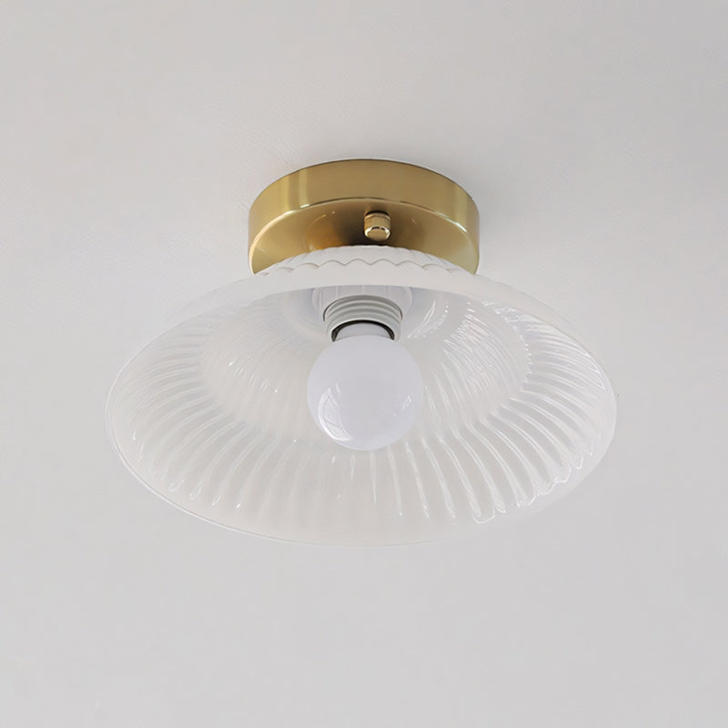 Ribbed Glass Semi-Flush Ceiling Light