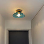 Ribbed Glass Semi-Flush Ceiling Light