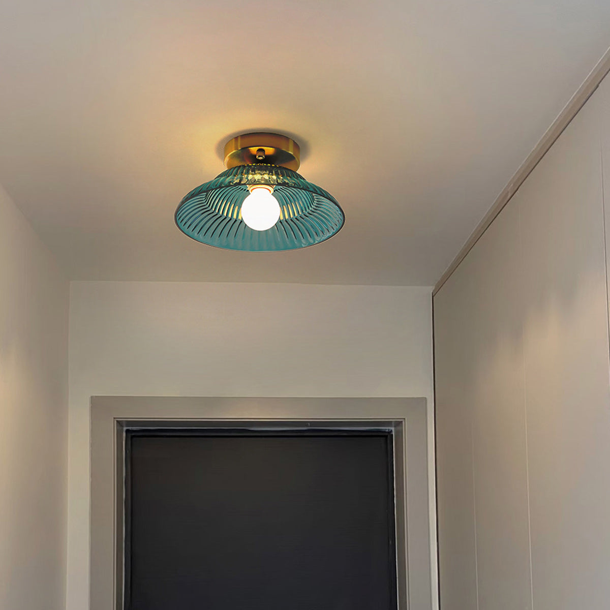 Ribbed Glass Semi-Flush Ceiling Light