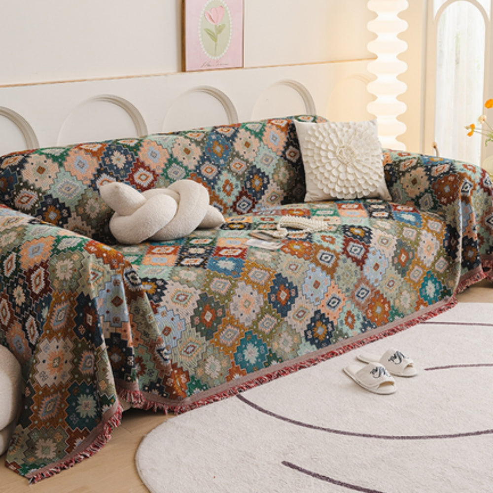 JewelLine: Sofa Cover in Boho Mosaic Style with Vibrant Colors & Versatile Use – for Sofa & Living Room