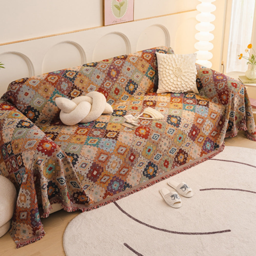 JewelLine: Sofa Cover in Boho Mosaic Style with Vibrant Colors & Versatile Use – for Sofa & Living Room