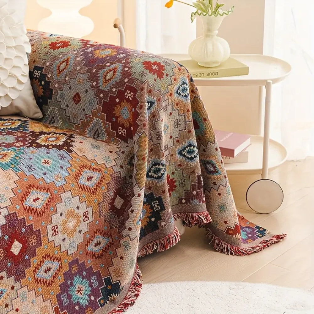 JewelLine: Sofa Cover in Boho Mosaic Style with Vibrant Colors & Versatile Use – for Sofa & Living Room