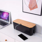 CableMaster: Bamboo Cable Box – Stylish, Ventilated & Practical for Desk & TV Stand