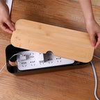 CableMaster: Bamboo Cable Box – Stylish, Ventilated & Practical for Desk & TV Stand