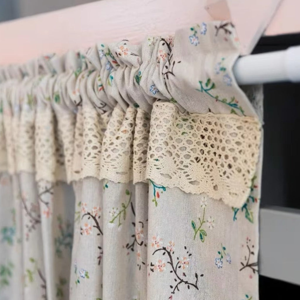 Cabinet Grace: Floral Pattern Curtains – Elegant Café Curtains for Kitchen Windows & Café Décor