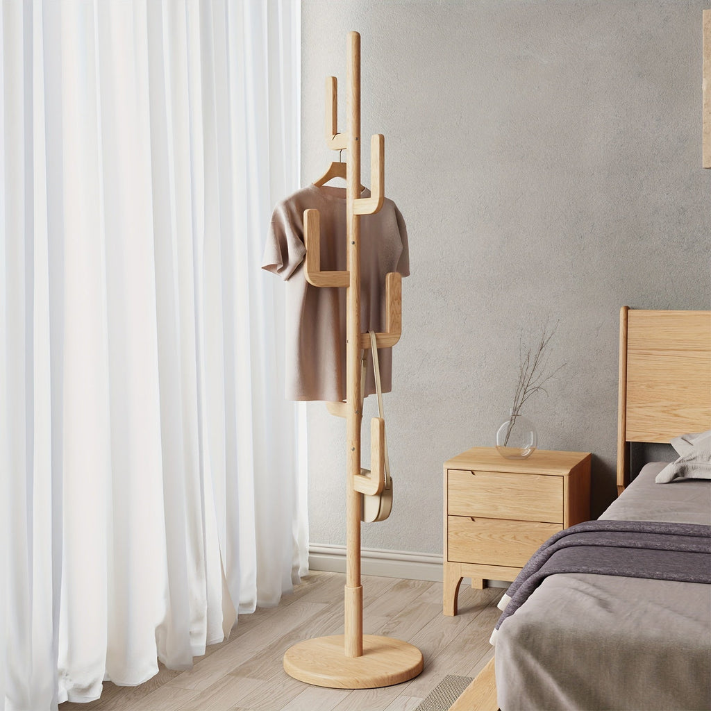 CactusWood: Wooden Coat Rack – modern cactus design, freestanding & multifunctional with adjustable height for jackets & bags