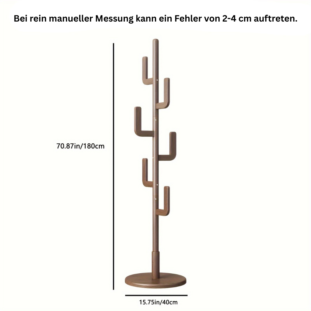 CactusWood: Wooden Coat Rack – modern cactus design, freestanding & multifunctional with adjustable height for jackets & bags