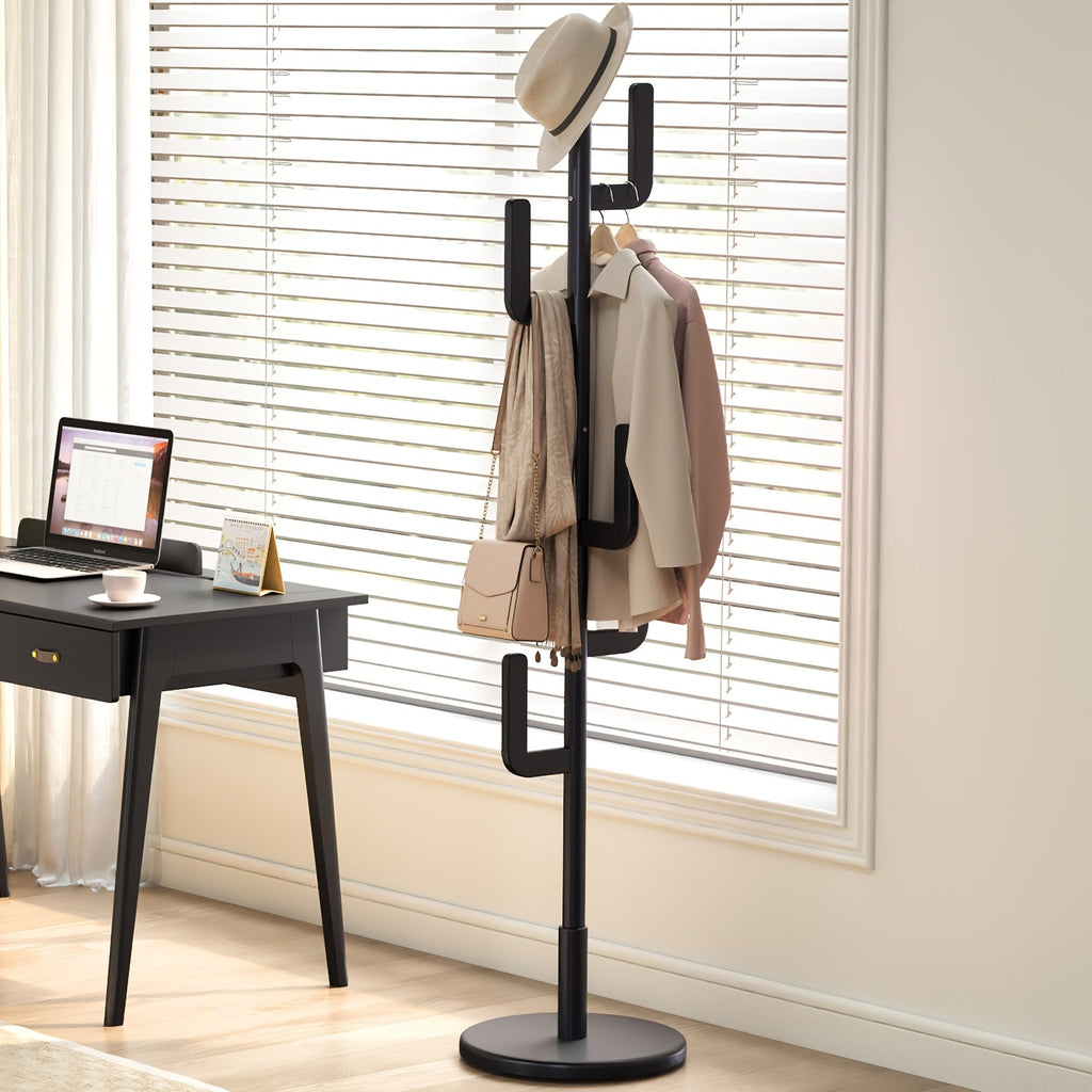 CactusWood: Wooden Coat Rack – modern cactus design, freestanding & multifunctional with adjustable height for jackets & bags