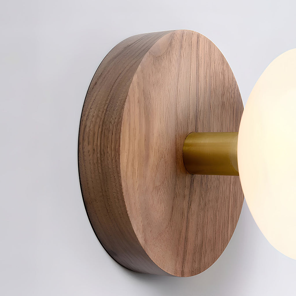 Wood Base Glass Ball Wall Lamp