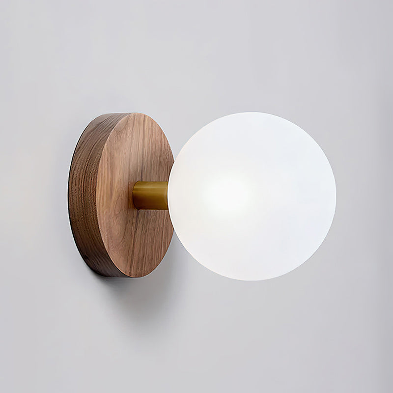 Wood Base Glass Ball Wall Lamp